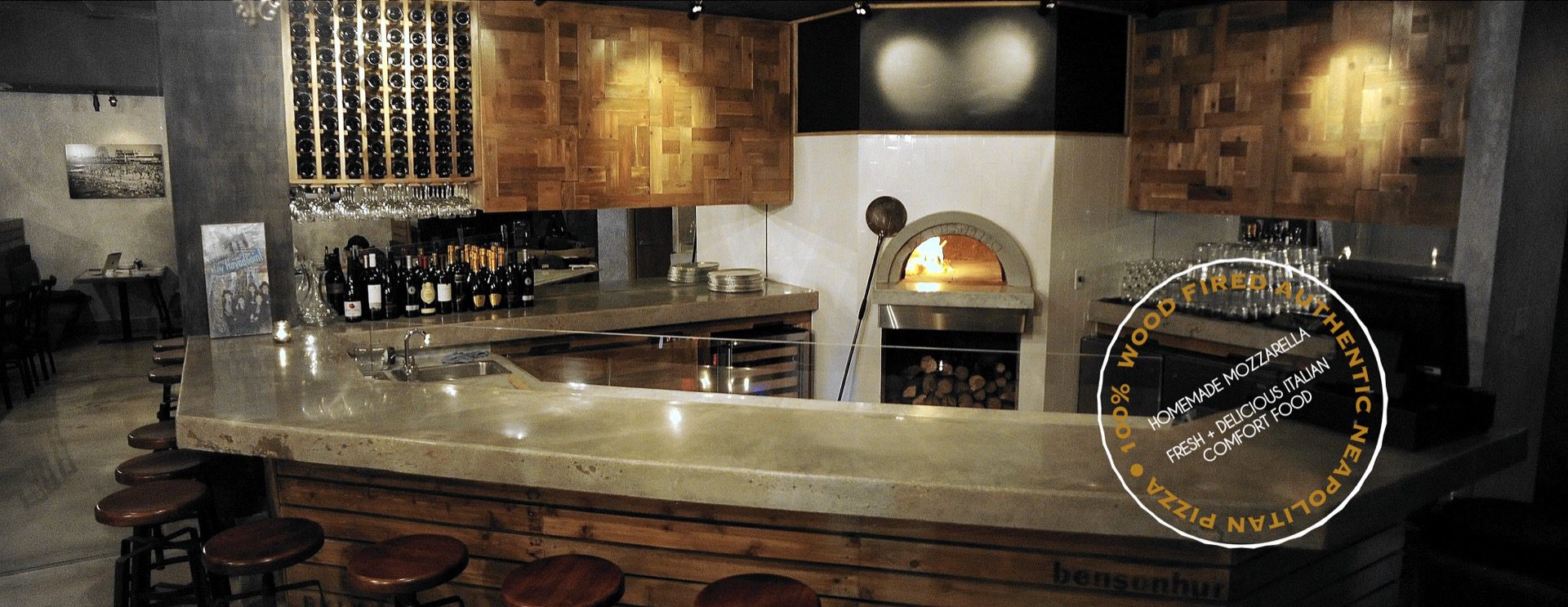 Apizza Brooklyn restaurant bar and wood-fired oven